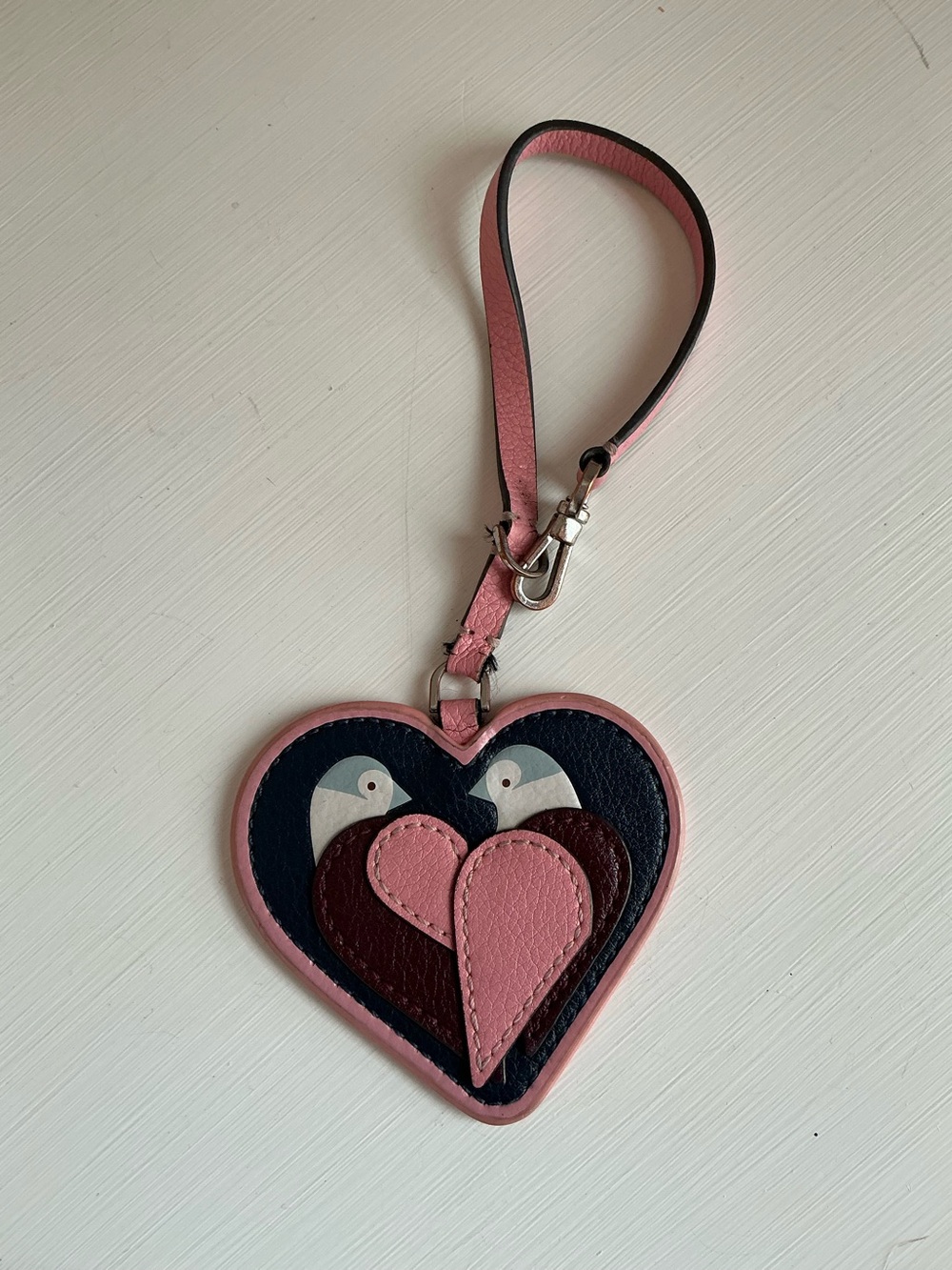 Kate Spade Love Birds Heart Leather Key Fob Bag Charm